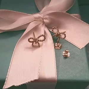 Tiffany & Co. Sterling Silver Ribbon Bow Earrings